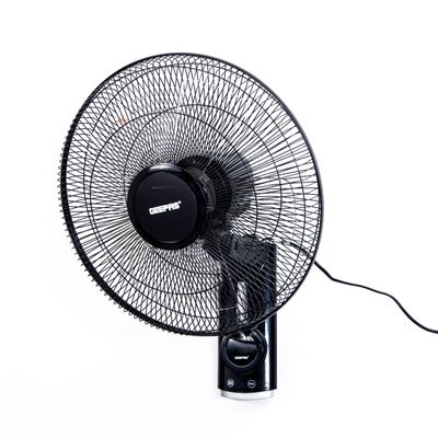 16 Inch Wall Fan With Remote Control,3 Speed Options, 5 Pcs AS Blade, 12 Hours Timer Wide Oscillation and Oveheat Protection Durable Metal Grill 60 W GF9479N Black