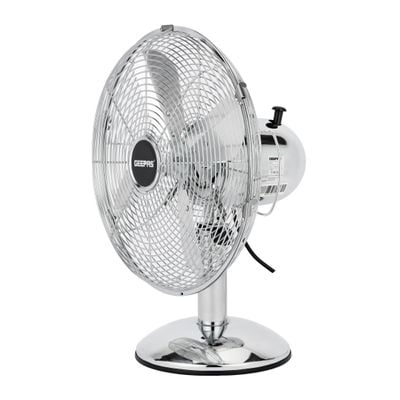 Geepas 12 Inch Metal Table Fan 3 Speed Settings With Wide Oscillation And Stable Base GF9610 Silver