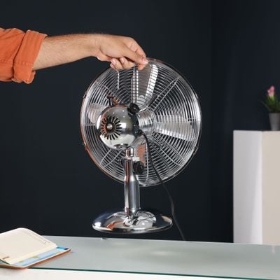 Geepas 12 Inch Metal Table Fan 3 Speed Settings With Wide Oscillation And Stable Base GF9610 Silver