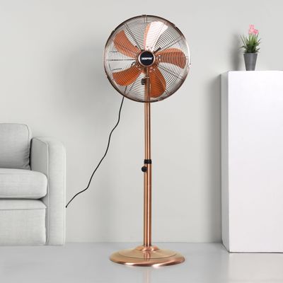 Geepas 16" Metal Stand Fan, Adjustable Height Fan| Horizontal Oscillation | 3 Speed Settings | 4pcs Aluminium Blades | Ideal for Home, Office, Etc GF9611 Silver