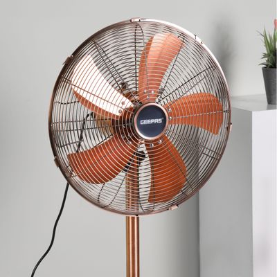Geepas 16" Metal Stand Fan, Adjustable Height Fan| Horizontal Oscillation | 3 Speed Settings | 4pcs Aluminium Blades | Ideal for Home, Office, Etc GF9611 Silver