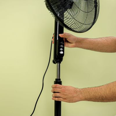 16" Stand Fan, Wide Oscillation, 5 Blades | Adjustable Height | 3 Speed Setting | Metal Safety Grill | Ideal for Home, Office, Restaurant 50 W GF9615L Black