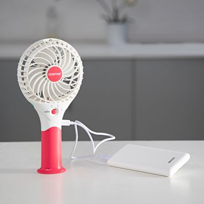 Rechargeable Mini Fan - Personal Portable Fan with 3 Speed Options | USB Travel Fan for Office, Home and Travel Use| 8 Hours Working GF9617 White, Pink