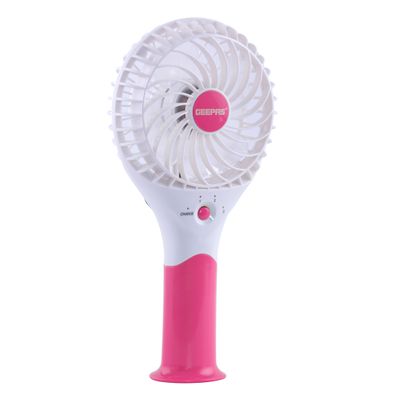 Rechargeable Mini Fan - Personal Portable Fan with 3 Speed Options | USB Travel Fan for Office, Home and Travel Use| 8 Hours Working GF9617 White, Pink