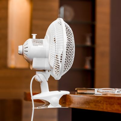 2-in-1 Desk Fan with Oscillation, Plastic Clip Fan with 3 Blades and Safety Grill/ GF9626NV White