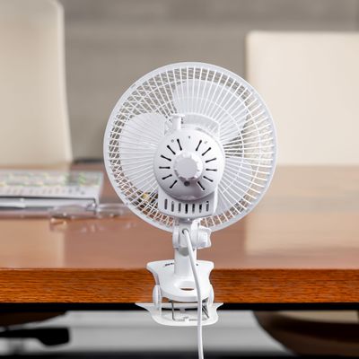 Geepas 2-in-1 Desk Fan with Oscillation, Plastic Clip Fan with 3 Blades and Safety Grill/ GF9626NV White