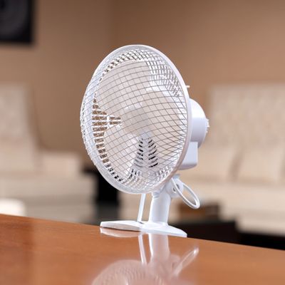 2-in-1 Desk Fan with Oscillation, Plastic Clip Fan with 3 Blades and Safety Grill/ GF9626NV White