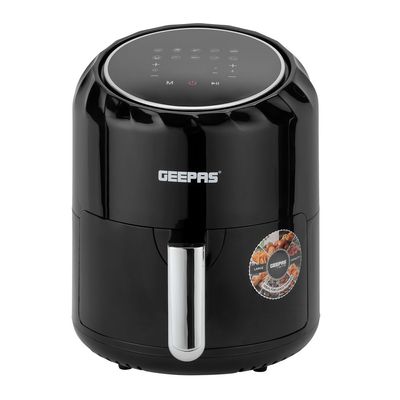 Geepas Digital Air Fryer With 3.5 L Capacity |Vortx Air Frying Technology | Led Display With Touch Screen| Oil Free 10 Preset Cooking Programs| 1-60 Mins Timer 50-200 Degree Temperature 3.5 L 1400 W GAF37512 Black