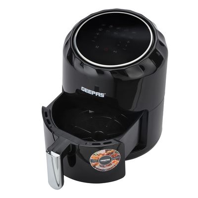 Geepas Digital Air Fryer With 3.5 L Capacity |Vortx Air Frying Technology | Led Display With Touch Screen| Oil Free 10 Preset Cooking Programs| 1-60 Mins Timer 50-200 Degree Temperature 3.5 L 1400 W GAF37512 Black