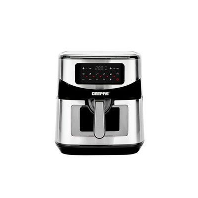 Geepas Digital Air Fryer 9.2 L With Vortex Air Frying Technology| Oil Free Cooking Led Display With Touch Screen 9 Preset Cooking Modes 9.2 L 1800 W GAF37524 Black and silver