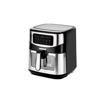 Geepas Digital Air Fryer 9.2 L With Vortex Air Frying Technology| Oil Free Cooking Led Display With Touch Screen 9 Preset Cooking Modes 9.2 L 1800 W GAF37524 Black and silver