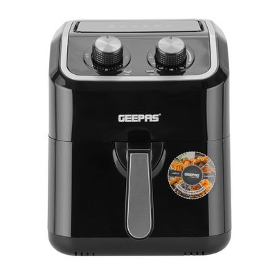 Geepas Air Fryer With 5 L Equipped With Vortx Air Frying Technology| Oil Free Cooking  Adjustable Timer And Temperature 5 L 1600 W GAF37528 Black