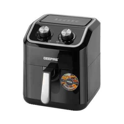 Geepas Air Fryer With 5 L Equipped With Vortx Air Frying Technology| Oil Free Cooking  Adjustable Timer And Temperature 5 L 1600 W GAF37528 Black