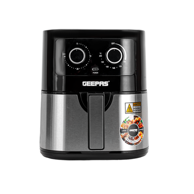 Geepas Air Fryer 4.5 L With 30 Min Timer| Pot With A Rack, Both With Non Stick Coating| Oil Free, Adjustable Time & Temperature| Vortex Air Frying Technology, Cooks 30% Faster 4.5 L 1600 W GAF37541 Black