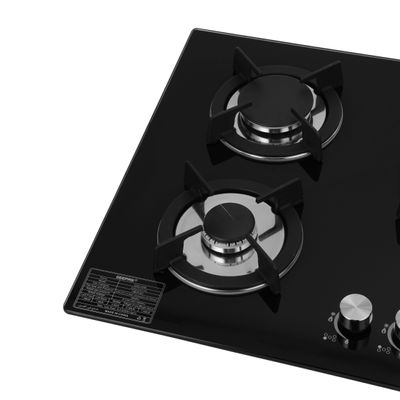 5-Burner Gas Hob - Attractive Design, 8mm Tempered Glass Worktop - Automatic Ignition, 5 Heating Zones |Ergonomic Design, Stainless Steel Body GGC31011 Black