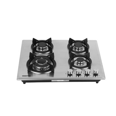 2-in-1 Built-in Gas Hob, Shiny Stainless Steel Top Panel| Sabaf Burners | Cast Iron Pan Support | Automatic-Ignition System| Low Gas Consumption | 4 Control Knobs, Easy To Install GGC31026 Silver