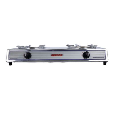 Stainless Steel Gas Cooker| 2 Heavy Duty Cast Iron Burner With Electroplated Pan Support| Low Gas Consumption And Energy Efficient Burners| Auto Ignition System, LPG Gas Stove, Perfect For Homes, Apartments, 2 Years Warranty GGC31033 Silver