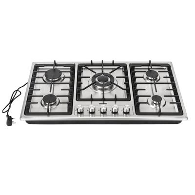 5-In-1 Built In Gas Hob-| Five Burner Gas Stove with Separate Ignition, Low Gas Consumption and Improved Gas Flow for Efficient Heating| Auto Ignition System GGC31043 Silver/Black