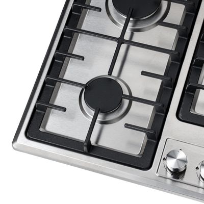 Geepas 5-In-1 Built In Gas Hob-| Five Burner Gas Stove with Separate Ignition, Low Gas Consumption and Improved Gas Flow for Efficient Heating| Auto Ignition System GGC31043 Silver/Black