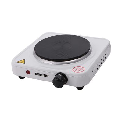 Electric Single Hot Plate for Flexible & Precise Table Top Cooking - Cast Iron Heating Plate - Portable Electric Hob with Temperature Control 1000 W GHP32013 White & black