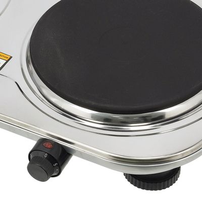 Stainless Steel Double Hot Plate Indicator Light Adjustable Temperature Control Overheat Protection Non-Slip Feet Auto Thermostat Hot Plate for Kitchen Camping 2500 W GHP32024 Silver