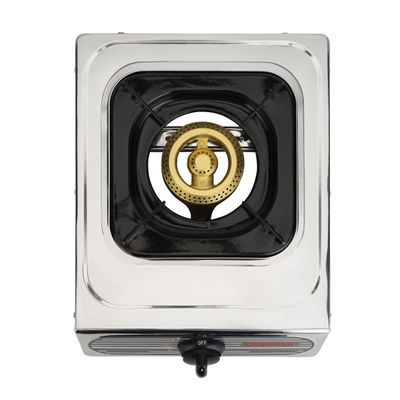 Geepas Auto Ignition Cook-top high Fuel Efficiency Single Burner Gas Cooker| Cast Iron Burner GK681 Silver