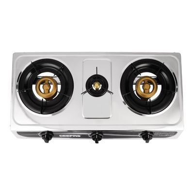 Gas Cooker, 3 Energy Efficient Burners With Heavy Cast Iron Mixing Tube| Low Gas Consumption And Saves 60% Gas| Auto Ignition System, LPG Gas Stove| Perfect For Home, Restaurants, Apartments GK6857 Silver