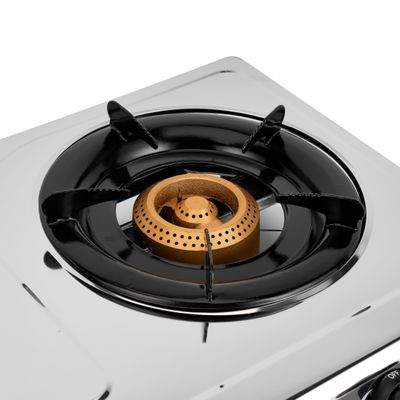 2-Burner Gas Hob/Burner - Durable Stainless Steel Gas Range with Auto Ignition | Home,Outdoor Grill, Camping Stoves GK6898 Silver/Black