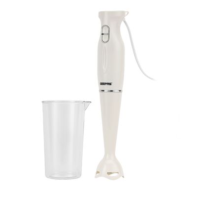 Geepas Hand Blender , 2 Speed, Stainless Steel Blade | Low Noise DC Motor | Detachable Stick | Ideal for Making Smoothies, Milk Shakes, Baby Food | Anti-Splash White Guard GHB6143 White