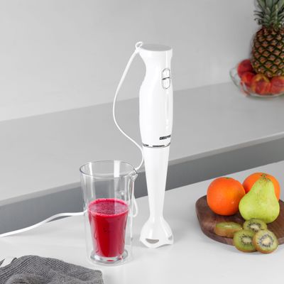 Geepas Hand Blender , 2 Speed, Stainless Steel Blade | Low Noise DC Motor | Detachable Stick | Ideal for Making Smoothies, Milk Shakes, Baby Food | Anti-Splash White Guard GHB6143 White