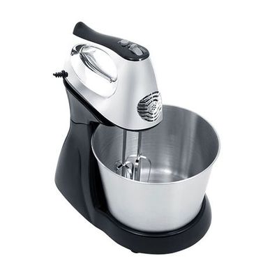 Geepas 2.5L Stand Mixer - Stainless Steel Mixing Durable Bowl for Bread & Dough | 5 Speed Control, Eject Button, Turbo Function, Copper Engine, 2.5 L 200 W GHM5461 Silver/Black