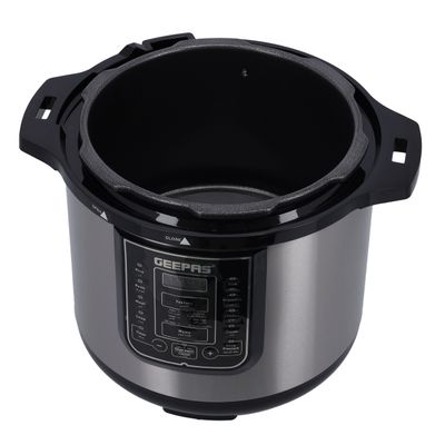 Geepas Digital Multi Cooker - Portable LED Screen with Touch Menu | 14 Smart Cooking Programs With One Touch, Auto Shut off Function, Large Control Panel |8L Capacity| Detachable Inner Lid 8 L 1200 W GMC35029 Silver/Black