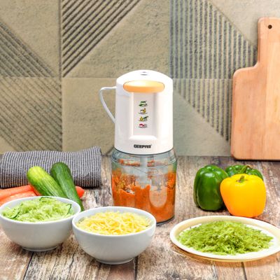 Geepas Mini Food Processor, Chopper| 4 Bi-Level Stainless Steel Blades| Perfect for Salads, Salsa, Pesto, Curry Pastes| Powerful Copper Motor 0.5 L 500 W GMC42012N White