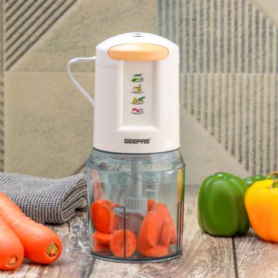 Geepas Mini Food Processor, Chopper| 4 Bi-Level Stainless Steel Blades| Perfect for Salads, Salsa, Pesto, Curry Pastes| Powerful Copper Motor 0.5 L 500 W GMC42012N White