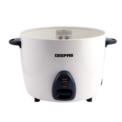 Geepas Electric Rice Cooker  -Cook/Warm/Steam, High-Temperature Protection - Make Rice & Steam Healthy Food & Vegetables, Tempered Glass Lid, Non Stick Inner Pot | 2 Year Warranty 2.2 L 900 W GRC4326 White/Black/Clear