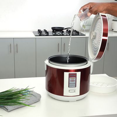 Geepas Stainless Steel Rice Cooker 1.5 L GRC4328 Red