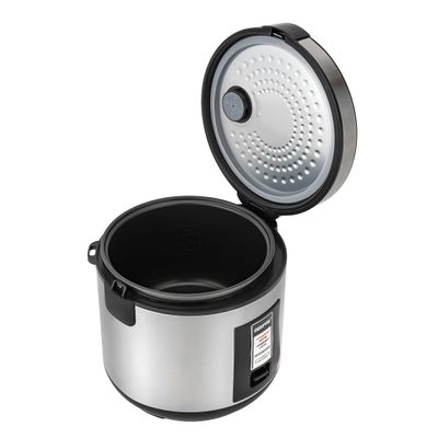 Geepas Rice Cooker 1.8 L Durable Construction| Removable Non-Stick Pot, Cool Touch Handle| Includes Cook, Warm Functions, Plastic Steamer| Perfect for Vegetables, Soups, Sauces etc |762W 1.8 L 762 W GRC4330 Black/Silver