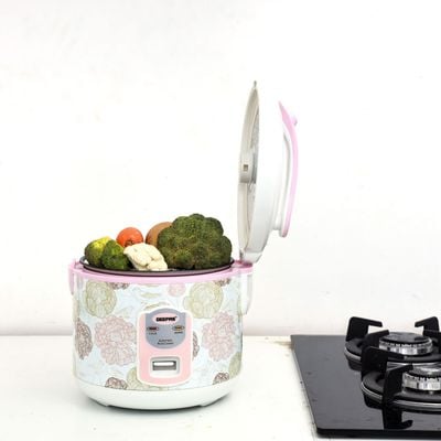 Geepas Electric Rice Cooker 500W - Non-Stick Inner Pot |Cook/Steam/Keep Warm | Make Rice & Steam Healthy Food & Vegetables 1.5 L 500 W GRC4334 / GRC4334N White/Pink/Yellow