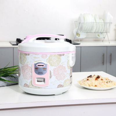 Geepas Electric Rice Cooker 500W - Non-Stick Inner Pot |Cook/Steam/Keep Warm | Make Rice & Steam Healthy Food & Vegetables 1.5 L 500 W GRC4334 / GRC4334N White/Pink/Yellow