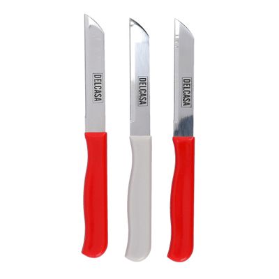 Delcasa Dc1759 3Pcs Kitchen Paring Knife Set- All Purpose Small Kitchen Knife - Ultra Sharp Stainless Steel Blade - Cooking Knife With Ergonomic Handle, Chef Knife, Suitable For Home And Restaurant | 2 Red And 1 White