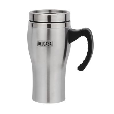 Delcasa 500Ml Travel Mug With Handle- Dc1779| Stainless Steel Mug, Thicker Gauge For Durability And Keeps Your Drinks Hot Or Cold| Leak-Proof And Portable Design| Suitable For Indoor And Outdoor Use| Silver