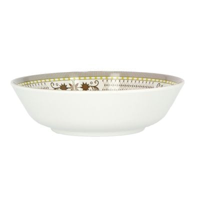 Delcasa 8.5" Melamine-Ware Serving Bowl- Dc1787| Premium-Quality, Food-Grade, Light-Weight Bowl Perfect For Serving Snacks, Salads, Noodles, Cereals| Elegant White Color With Classic Golden Print| Dishwasher Safe