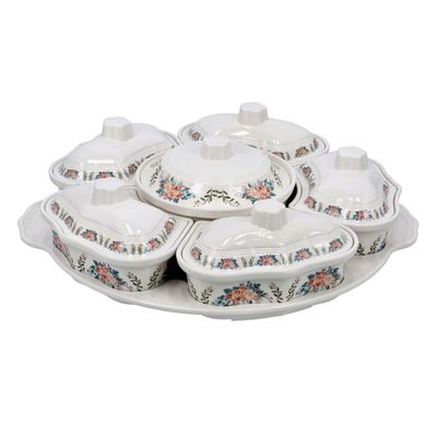 Portable Melamine 6 Compartment Revolving Serving Tray Dc1917 Delcasa