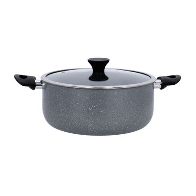 Delcasa 28 Cm Aluminum Casserole With Granite Coating-Dc1902| Aluminum Body With 3 Layer Durable Construction| Heat Resistant Bakelite Handle And Knob, Tempered Glass Lid With Steel Frame| Eco-Friendly, Non-Stick Granite Coating And Induction Compatible| 28X12 Cm| Grey Delcasa 28 Cm Aluminum Casserole With Granite Coating-Dc1902| Aluminum Body With 3 Layer Durable Construction| Heat Resistant Bakelite Handle And Knob, Tempered Glass Lid With Steel Frame| Eco-Friendly, Non-Stick Granite Coating And Induction Compatible| 28X12 Cm| Grey