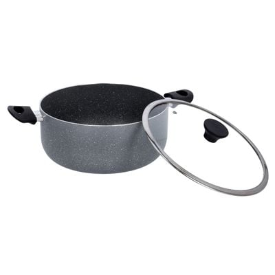 Granite Coated Aluminum Non-Stick Casserole | Glass Lid