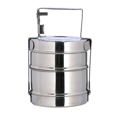 2-Layer Steel Bombay Tiffin, Durable & Sturdy, Dc1985 | 100% Food Grade Stainless Steel | 2 -Tier Tiffin Lunch Box Office Pack | Stainless Steel Containers With Locking Clip