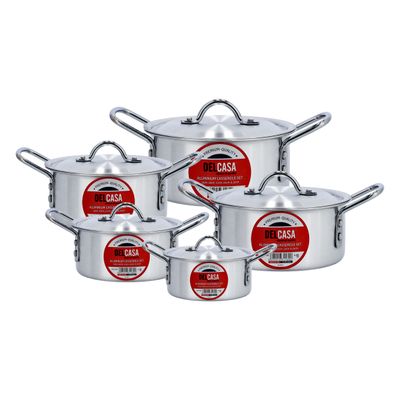 Aluminium Casserole Set Of 5, Cookware Stock Pot, Dc2168 | With Easy Carry Handles & Lids | Multipurpose | Elegant And Beautiful Casserole Set | Ideal For Multi Cuisines