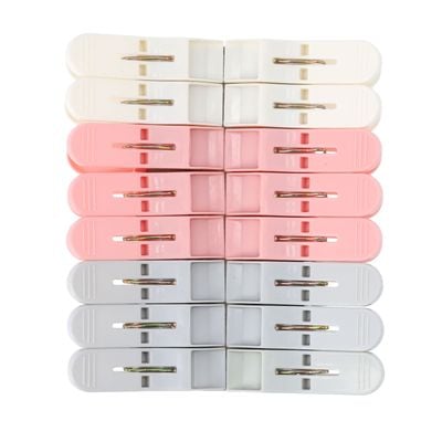 16 Pcs Cloth Clip, Plastic And Iron Pin, Dc2006 | Laundry Clothes Pins Clips With Springs | 3 Colors Clothes Drying Line Pegs | Air-Drying Clothing Pin Set