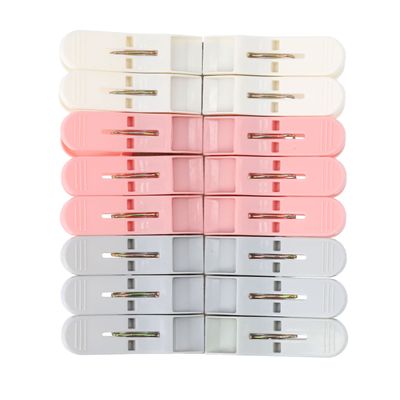 16 Pcs Cloth Clip, Plastic And Iron Pin, Dc2006 | Laundry Clothes Pins Clips With Springs | 3 Colors Clothes Drying Line Pegs | Air-Drying Clothing Pin Set