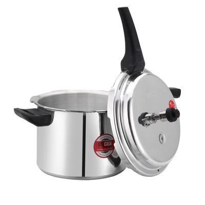 5 Litre Aluminium Pressure Cooker, Induction Base, Dc2103 | Simple & Durable Cooker With Lid | Improved Pressure Regulator | Comfortable Handle | Built-In Safety